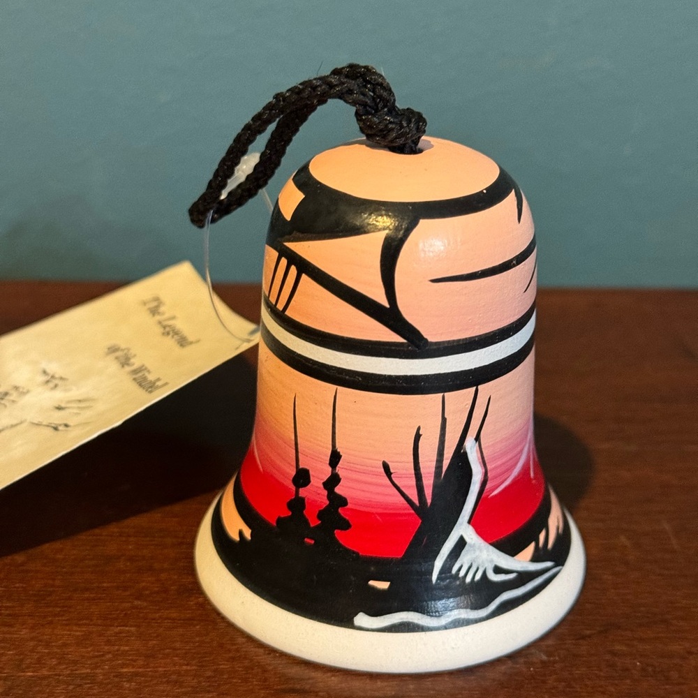 NWT Cedar Mesa Pottery Windbell - Hand painted and signed by Navajo artist